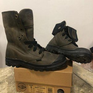 NWB PALLADIUM LEATHER BOOT WOMEN SHOE BAGGY brown